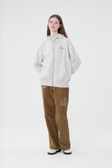 チェリーケーキ柄ジップアップフーディー／CHERRY CAKE PATTERN ZIP UP HOODIE [MELANGE GRAY]