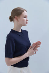ミニマル カラー サマーニット Minimal Collar Summer Knit
