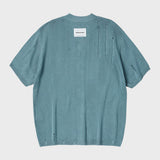 ダメージハーフスリーブカーディガン/DAMAGE HALF SLEEVE CARDIGAN (AQUA)