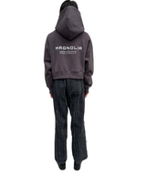 プリントクロップドフーディ / Print Cropped Hoodie-CHARCOAL