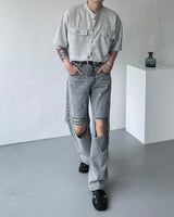 SI リブドジーンズ / SI ripped jeans (2 colors)