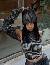 dark blue string wide pants