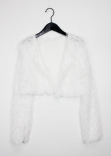ノーボタンファークロップカーディガン/Nor Button Fur Crop Cardigan (3color)