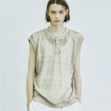 クロシェリップベスト/crochet rip vest beige