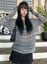 ボカシウェーブルーズニット/Bokashi weave loose knit