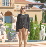 Spangle Tweed Knit Gardigan (Black) (6643856605302)