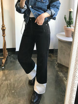 セミワイドフィットデニムパンツ/SEMI WIDE FIT BLACK+WHITE DENIM PANTS [17723]