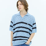 ストライプスカシハーフスリーブニット / Stripe skashi half sleeve knit