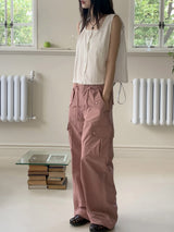 Tyra Pink Two Way Jogger Wide Cargo Pants