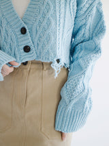 ダメージクロップニットカーディガン/Damage Crop Knit Cardigan (3color)