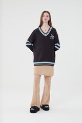 ミドルチェリーVネックニット／MIDDLE CHERRY V-NECK KNIT [CHARCOAL]