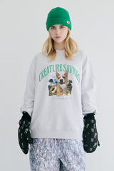 ラッキージャングルクルーネック / BSR2223FWPO068 LUCKY JUNGLE CREWNECK HEATHER GREY