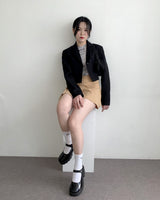 エリス２ボタンクロップミニマルブレザーショートジャケット/[MADE] Eris Two Button Crop Minimal Blazer Short Jacket