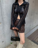 Leather cargo skirt pants