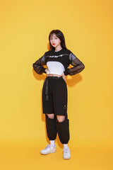 ミッションシースルークロップTシャツ/TOP(8193) motion see-through crop Tee