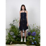 スカーフデニムチューブトップ / SCARF DENIM TUBE TOP - INDIGO