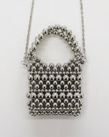 フェディンメタルパールビーズパールトートクロスバッグ/Pedin Metal Pearl Bead Pearl Tote Crossbody Bag