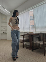 レタリングデニムトラウザーズ /  lettering denim trousers