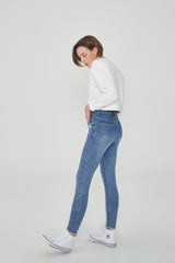 ハイウェストスキニージーンズ/HIGH WAIST LIGHT BLUE SKINNY JEAN [6808]