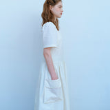 スクエアネックポケットドレス / SQUARE NECK POCKET DRESS, CREAM
