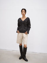 PINTUCK POINT BLOUSE [ CHARCOAL ]