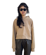 エンボスクロップドフーディー/Emboss Cropped Hoodie-BEIGE