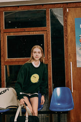 テニスボールスウェットシャツ・ダークグリーン［ユニセックス］/ Tennis Ball Unisex Dark Green Sweat Shirt