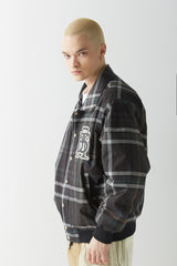 ビッグロゴカラーバーシティジャケット/BSR2223FWJK026 BIG LOGO COLLAR VARSITY JACKET BLACK CHECK