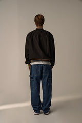 RETRO V-NECK NYLON PULLOVER (BLACK)