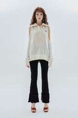ホールカラーニット / hole collar knit_white