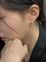 [92.5silver] ドーナッツワンタッチピアス
