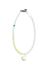 貝殻ウサギターコイズクリスタルネックレス / SEASHELL RABBIT TURQUOISE CRYSTAL NECKLACE #103