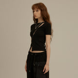 フックアイスリットタイトTシャツ/[LSD Runway]Hook-Eye Slit Tight T-Shirt