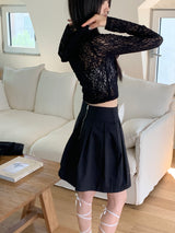 Swan rose see-through cropped hooded sweatshirt