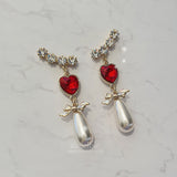 ハートラブウィングイヤリング / Red Heart Love Wing Earring