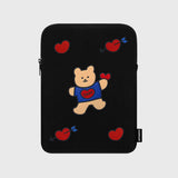 BEAR HEART-BLACK(IPAD POUCH) (6615486595190)