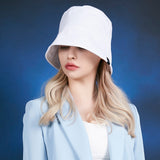 Label drop over fit bucket hat WHITE