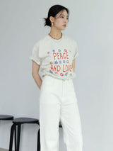 Peace and love short sleeve T-shirts heather ivory (6594389508214)