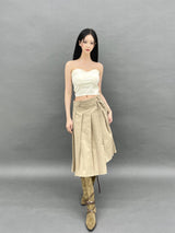 ベターラップアンバランスロングプリーツスカ－ト/797. Better wrap unbal long pleats sk (2color)