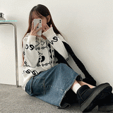 Porcelain Pattern Knitwear Hooded Zip-Up Cardigan