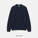 ブレンドオープンカラニット/BLEND OPEN KARA KNIT(7COLOR)