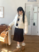 マヨウールストライプアンゴラセミクロップニット
