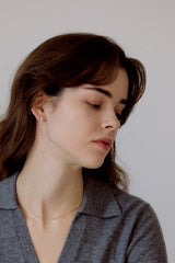 [14K] Line Pearl One-touch Earrings