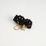 ニットウィズチェーンレイヤードリング/Black knit with chain layered ring