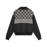 DVRK PRIVÉ MONOGRAM KNITTED ZIP-UP JACKET - DARK GREY