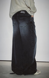 DESTROYED HEM WIDE DENIM_BLACK