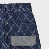 フェンススイングデニムミニスカート / FENCE SWING DENIM MINI SKIRT (BLUE)