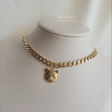 Melbie The Cat Series - Cat face Bold Chain Choker Necklace (Gold ver.)