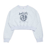 Cheerful logo short sweat shirt (light gray) (6684429353078)