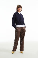 チェリーオープンカラースウェットシャツ / CHERRY OPEN COLLAR SWEATSHIRT [NAVY]
